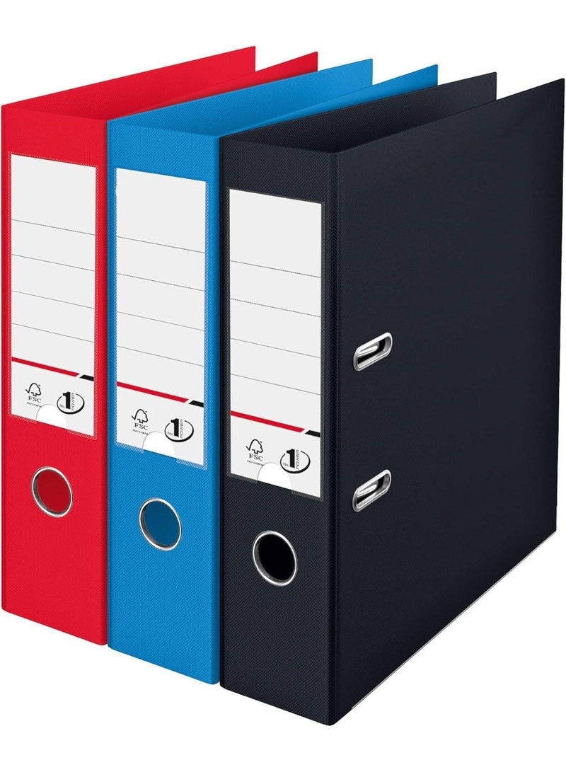 MOMENT Premium A4 Lever Arch File, Power Mechanism, FSC Certified, Replaceable Spine Labels, Ring Binder, Archiving & Home Office File Organizer, Black - Image 3