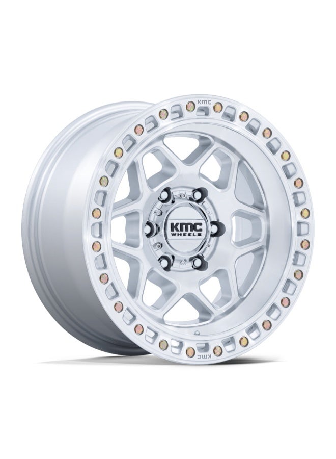 كي ام سي KM553 تروكس 17×8.5 6×139.7 إزاحة 0 مركز 106.1 ملم فضي لامع بواجهة مشغولة آليًا - Image 1