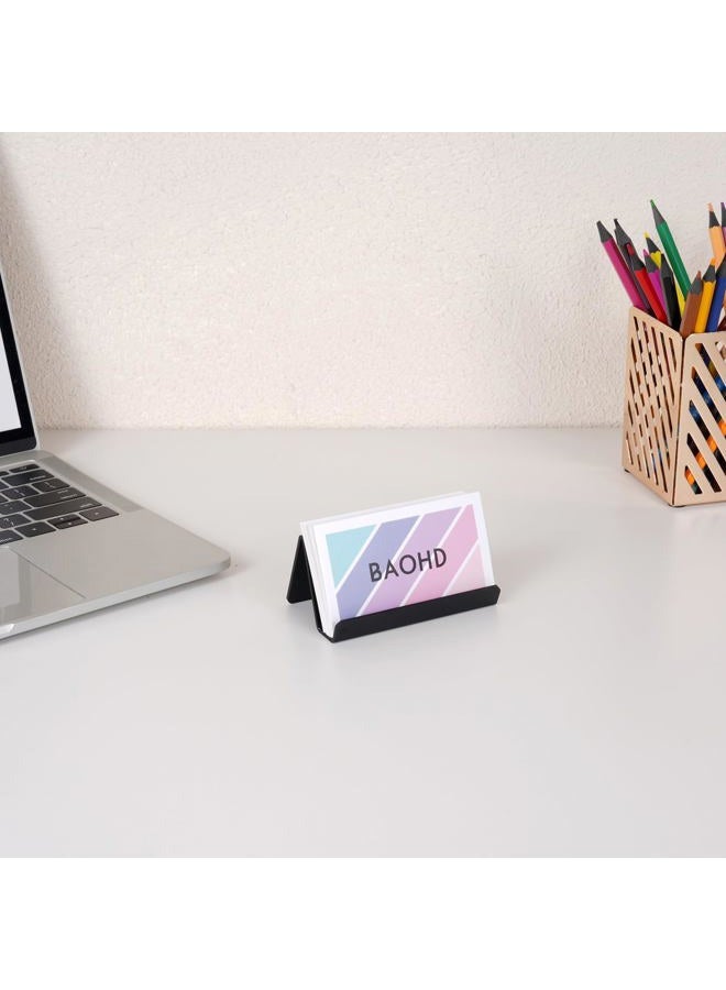 BAOHD Black Business Card Holder for Desk, Metal Business Card Display Holder Stand, Modern Desktop Business Name Card Holders, Holds 40pcs Cards - Image 2