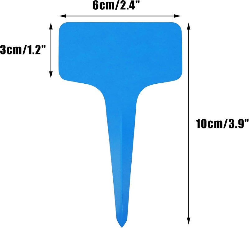 KINGLAKE Blue Plant labels,100 Pcs 6 x10cm Plastic Plant T-Type Tags Nursery Garden Labels - Image 3