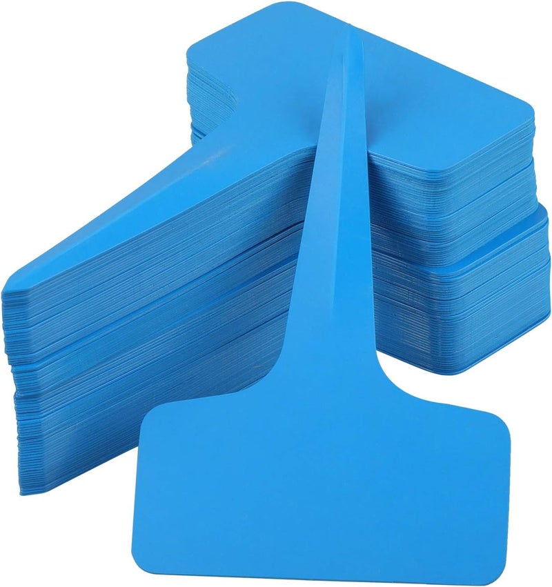KINGLAKE Blue Plant labels,100 Pcs 6 x10cm Plastic Plant T-Type Tags Nursery Garden Labels - Image 1