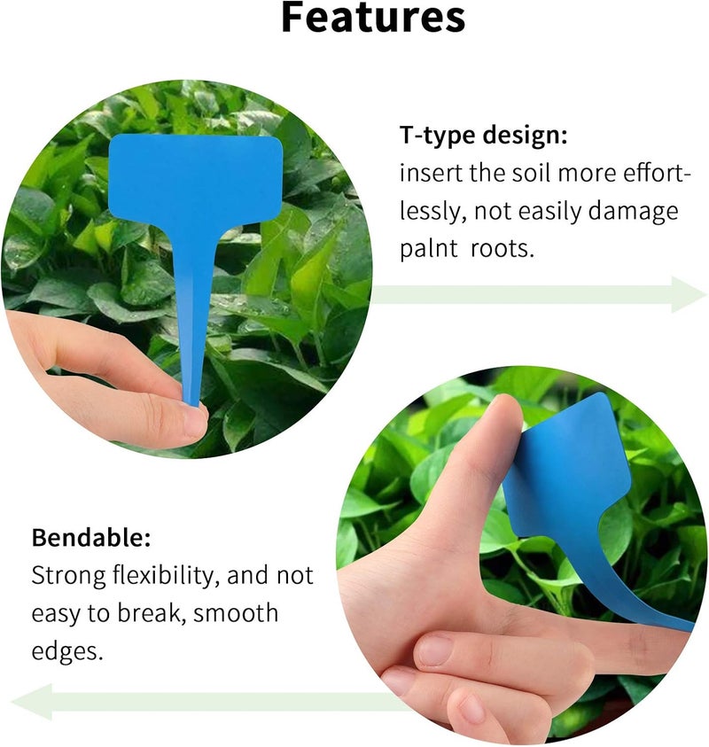 KINGLAKE Blue Plant labels,100 Pcs 6 x10cm Plastic Plant T-Type Tags Nursery Garden Labels - Image 5