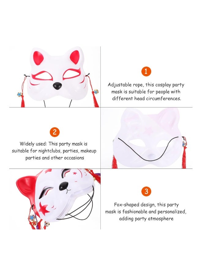 Generic - 4 Pcs Kitsune Fox Half Face Masks for Cosplay and Parties Japanese Style Cat Masks - Image 1