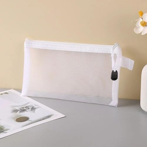 Agabani 2 mesh Zipper Bag, Stationary Transparent Pouch, Pen Pencil Travel Cases, Document Organizer, Toiletry Cosmetic Makeup Pouches Envelope Bag for Office School Home(Small) - Image 3