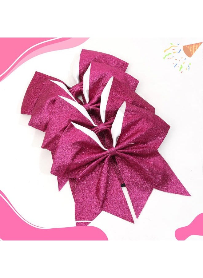 CN - 16PCS 8" Large Glitter Cheer Bows for Cheerleaders, CN Sparkly Hair Bows with Elastic Hair Ties Accessories for Teens Girls Women Cheerleading Softball Competition Sports (Hot Pink) - Image 1