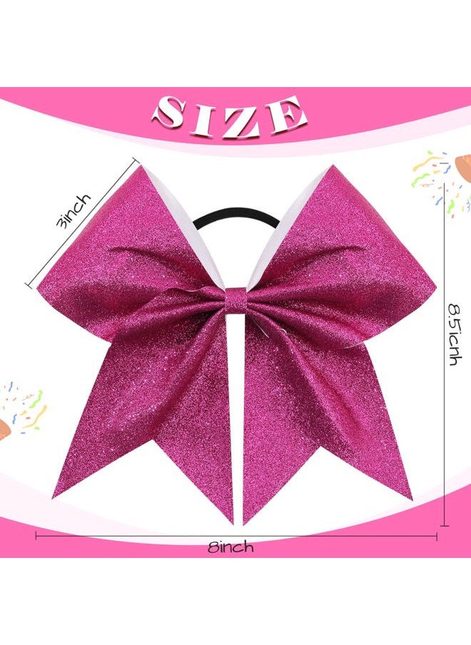 CN - 16PCS 8" Large Glitter Cheer Bows for Cheerleaders, CN Sparkly Hair Bows with Elastic Hair Ties Accessories for Teens Girls Women Cheerleading Softball Competition Sports (Hot Pink) - Image 1