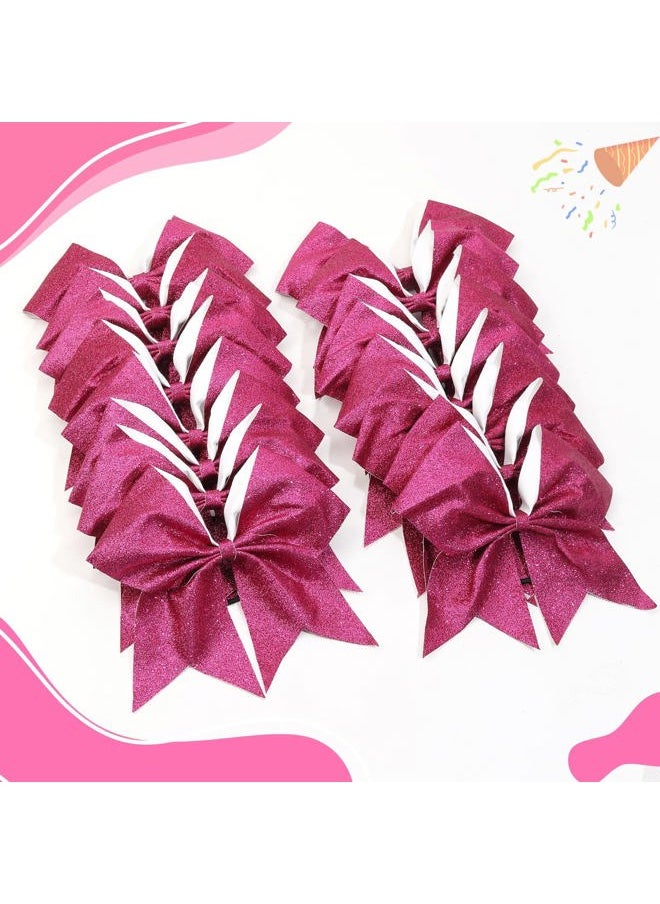CN - 16PCS 8" Large Glitter Cheer Bows for Cheerleaders, CN Sparkly Hair Bows with Elastic Hair Ties Accessories for Teens Girls Women Cheerleading Softball Competition Sports (Hot Pink) - Image 1
