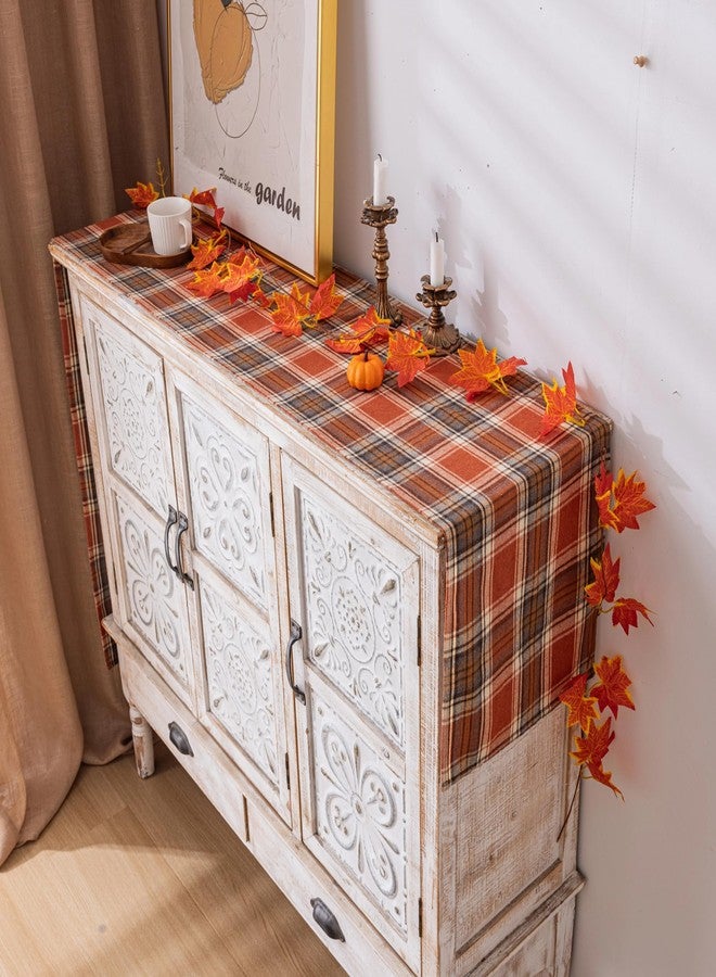 AQOTHES Plaid Fall Thanksgiving Table Runner, Autumn Holiday Rust Orange Table Runners 72 inches Long, Harvest Decorations Farmhouse Home Kitchen Dining Party Decor - Image 5