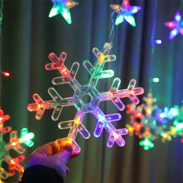 The Purple Tree Copper Christmas Snowflake Led Curtain Lights For Christmas, Diwali, Wedding, Window, Festive, 2.5 Meters, (6+6, Pack Of 1, Multicolor) - Image 3