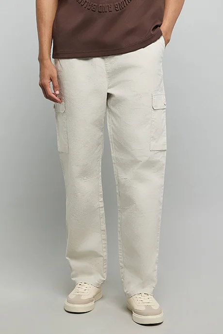 أر أند بي Solid Cargo Pants with Drawstring Waist