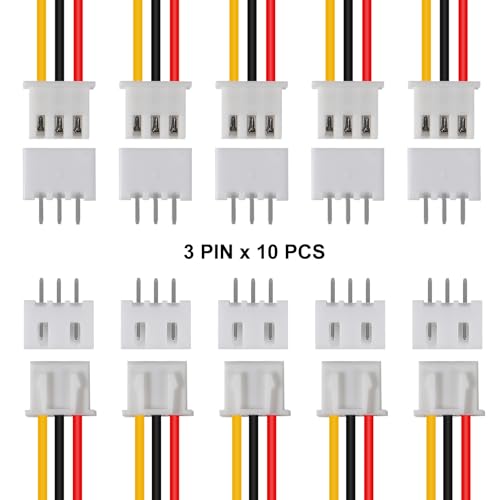 ACEIRMC 10Pairs JST-XH Connector Kit, XH 2.54mm 3 Pin Header Male and Female Connectors Plug Adapter with Flat Wire Cable 200mm 26AWG Compatible with JST XH (3P) - Image 2