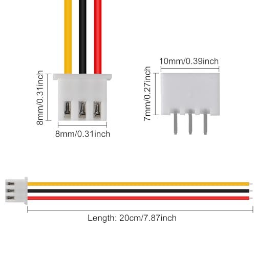 ACEIRMC 10Pairs JST-XH Connector Kit, XH 2.54mm 3 Pin Header Male and Female Connectors Plug Adapter with Flat Wire Cable 200mm 26AWG Compatible with JST XH (3P) - Image 3