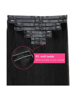 Mihugass Mihugass New Invisible Clip in Extension Human Hair Straight Clip Ins Full Head for Women Brazilian Injected Clip ins Human Hair Natural Color 8 Pcs with 18 Clips 120g/Set (20 inch)  - Image 3