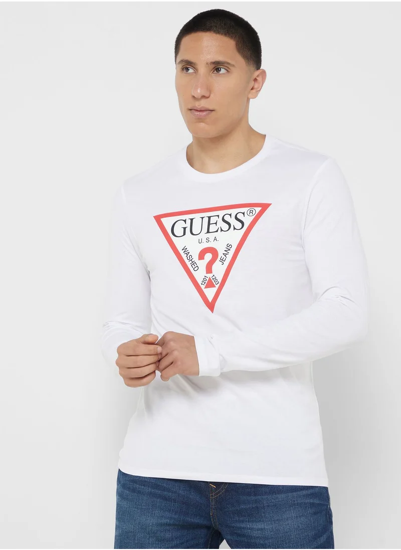 GUESS Logo Printed Crew Neck T-Shirt