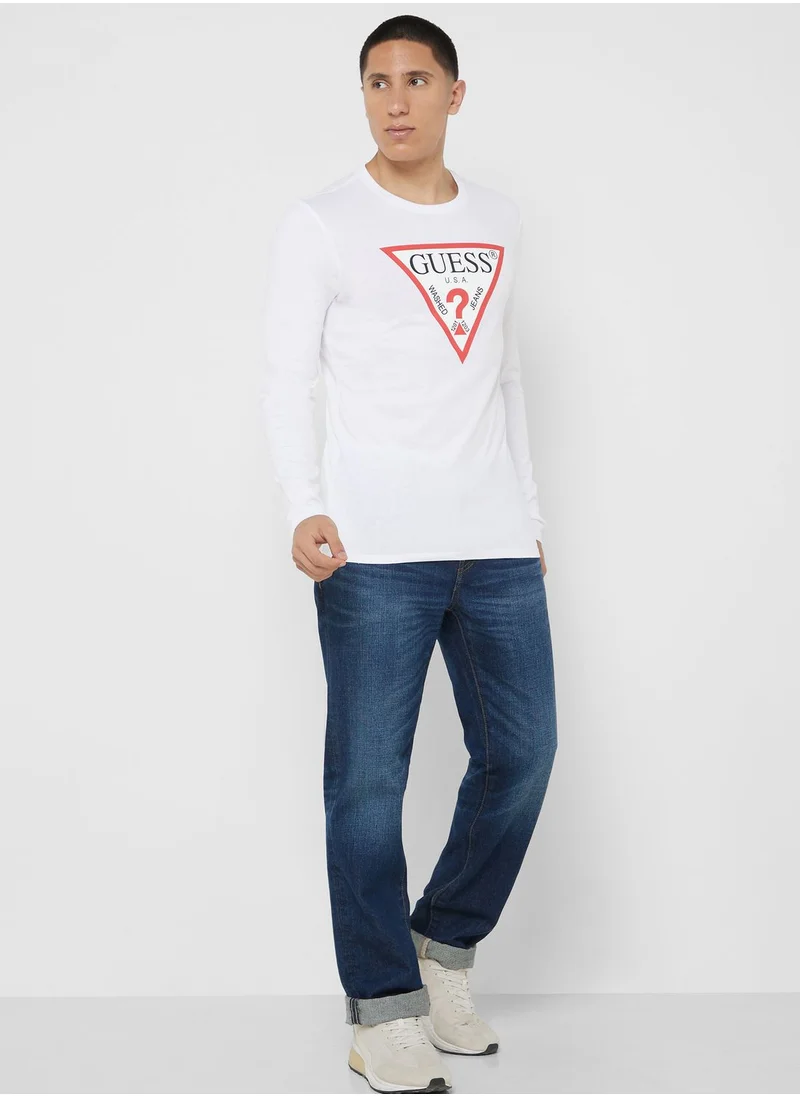 GUESS Logo Printed Crew Neck T-Shirt