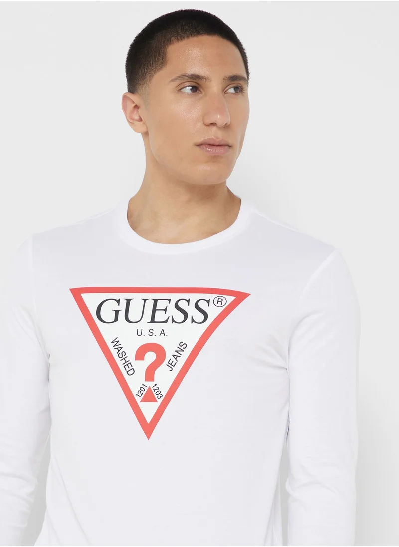 GUESS Logo Printed Crew Neck T-Shirt