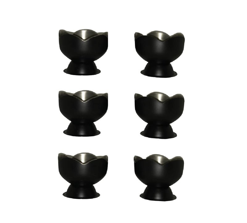 Dynore Stainless Steel 6 Pcs Lotus Shape Ice Cream Cups- Matte Black