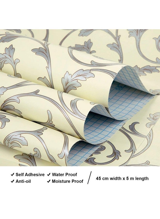 wolpin Floral Wall Stickers Wallpaper Stylish Pattern (45 x 500 cm) Extra Large PVC Living Room Decoration Self Adhesive, Beige - Image 3