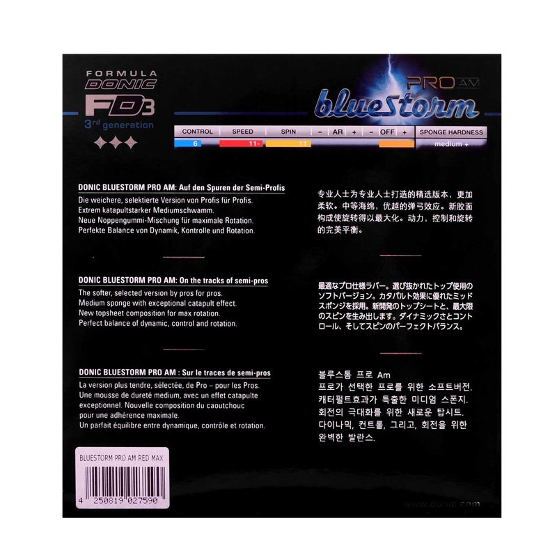 donic مطاط تنس الطاولة BlueStorm Pro AM Max، اللون - أحمر - Image 2