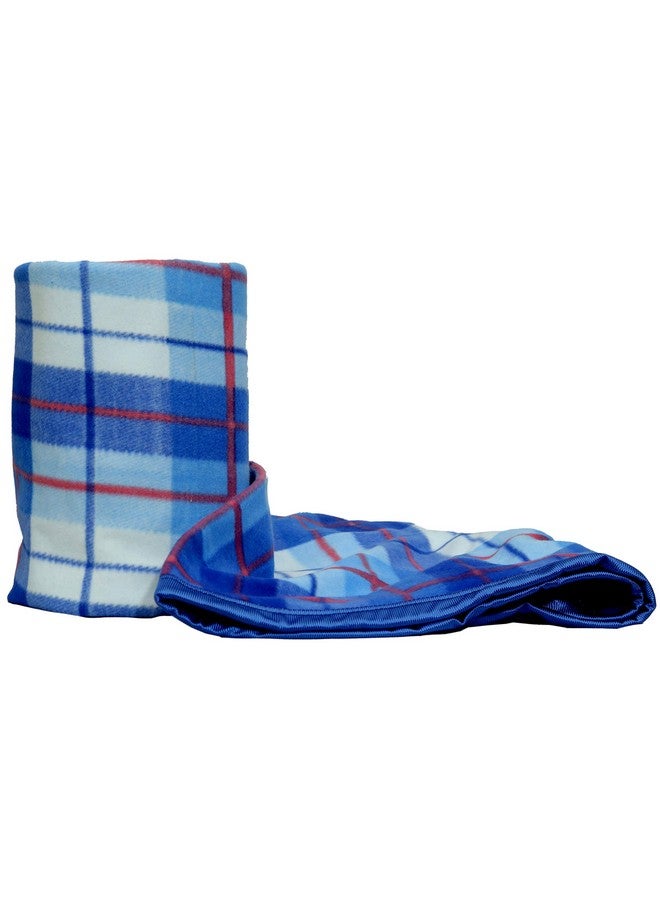 Goyal's Modern Check All Season Polar Fleece Doube Bed Blanket, 90X90 Inches - Blue, 300 TC - Image 5