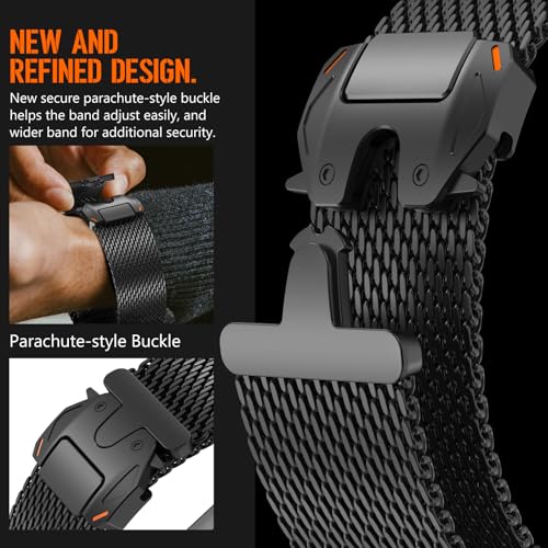 FULLIFE Milanese Mesh Loop for Apple Watch Band Apple Watch Ultra 3/2/1 Band 49mm 46mm 45mm 44mm Men Women, Stainless Steel Metal Band Parachute-style Buckle for iWatch Series 11 10 9 8 7 6 SE3 5 4 3 - Image 3
