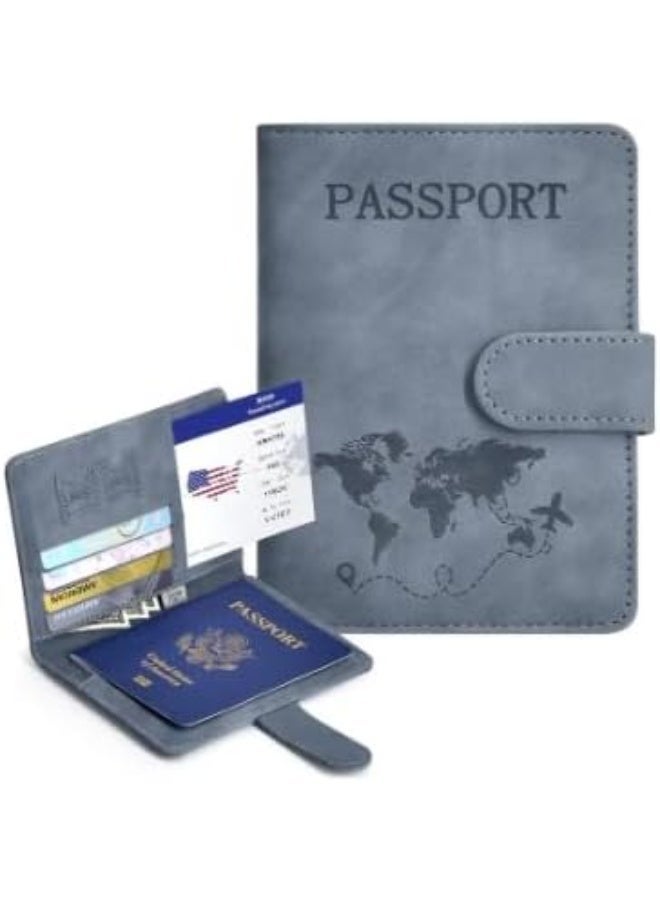Passport Holder & Luggage Tag Magnetic Travel Wallet & Organizer – Anti-Theft Passport Case for Cards, Documents & Travel Essentials (Light Blue) - Image 4
