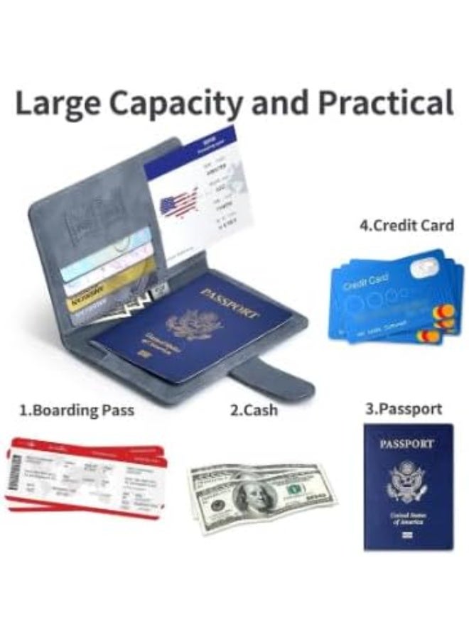 Passport Holder & Luggage Tag Magnetic Travel Wallet & Organizer – Anti-Theft Passport Case for Cards, Documents & Travel Essentials (Light Blue) - Image 5