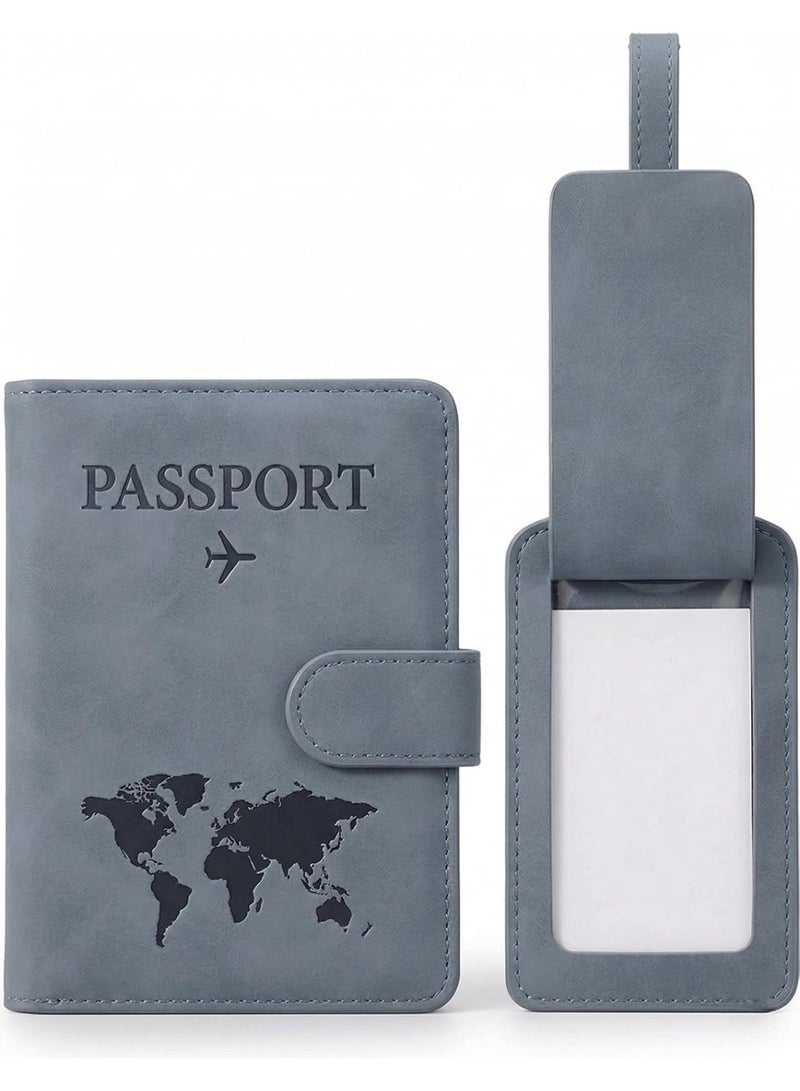 Passport Holder & Luggage Tag Magnetic Travel Wallet & Organizer – Anti-Theft Passport Case for Cards, Documents & Travel Essentials (Light Blue) - Image 1