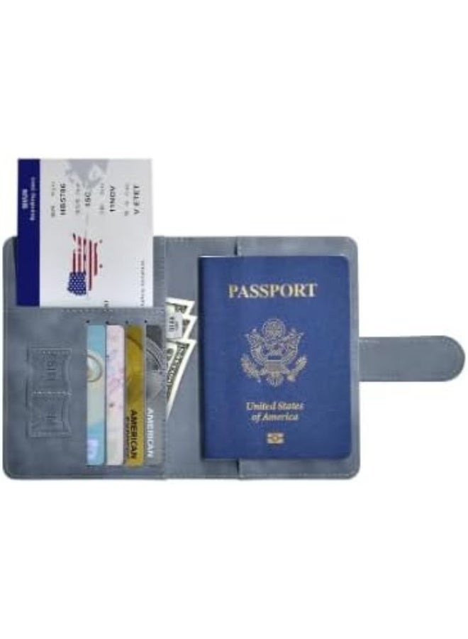 Passport Holder & Luggage Tag Magnetic Travel Wallet & Organizer – Anti-Theft Passport Case for Cards, Documents & Travel Essentials (Light Blue) - Image 3