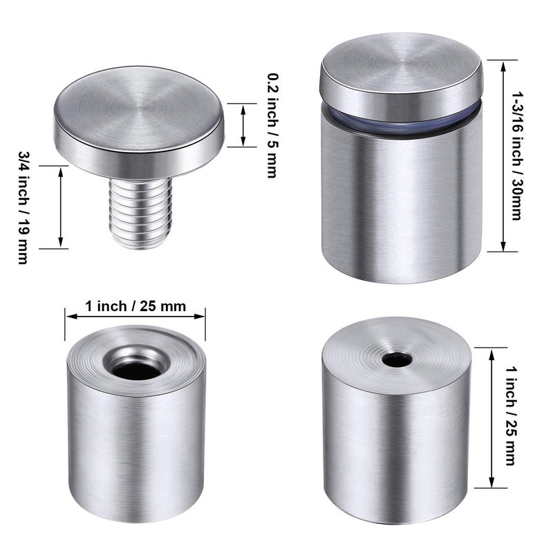 Pelopy 8 Pcs Sign Standoff Screws Advertising Screws Stainless Steel Wall Standoff Mounts Glass Acrylic Nail(1 x 1-3/16 Inch) - Image 2