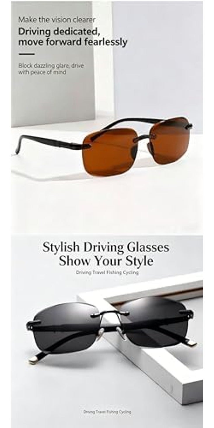 JZ Polarized Rimless Sunglasses for Men - Anti-Glare UV400 Protection, Lightweight & Comfortable - Image 5