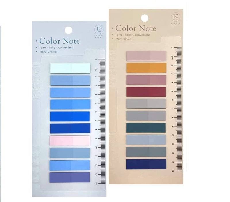 LUPINEZ Index Tabs Sticky Notes with Ruler Color Sticky Tabs for Notebook, Books, PET Material Page Tabs Sticky Flags File Index Tabs Office Stationery (Pack of 2 Sticky Note) - Image 1