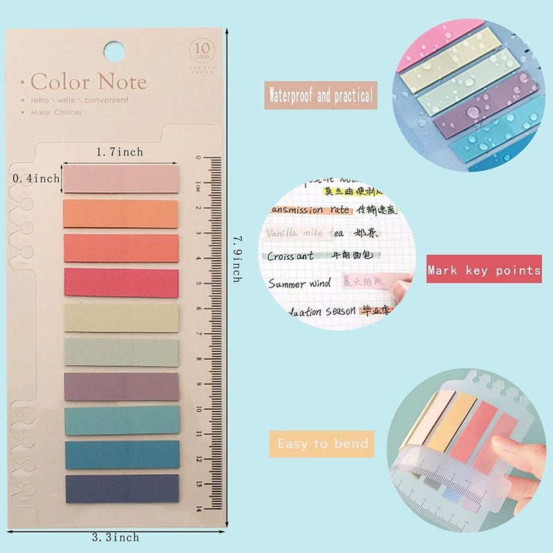 LUPINEZ Index Tabs Sticky Notes with Ruler Color Sticky Tabs for Notebook, Books, PET Material Page Tabs Sticky Flags File Index Tabs Office Stationery (Pack of 2 Sticky Note) - Image 4