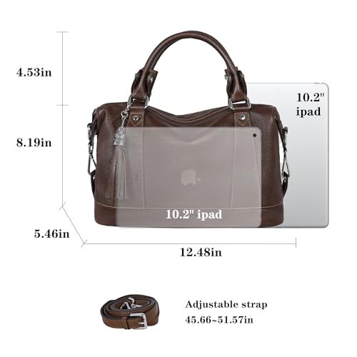 HESHE Genuine Leather Purses and Handbags for Women Shoulder Handbags Satchel Bag Top Handle Bags Designer Crossbody Bag Hobo Purse Tote Boston Bags (Coffee) - Image 3