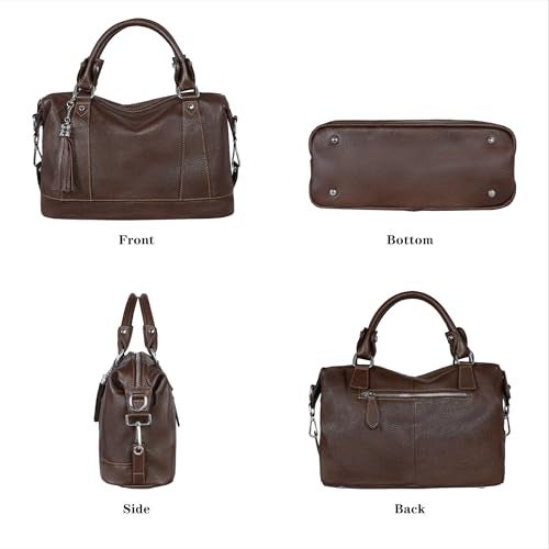 HESHE Genuine Leather Purses and Handbags for Women Shoulder Handbags Satchel Bag Top Handle Bags Designer Crossbody Bag Hobo Purse Tote Boston Bags (Coffee) - Image 4
