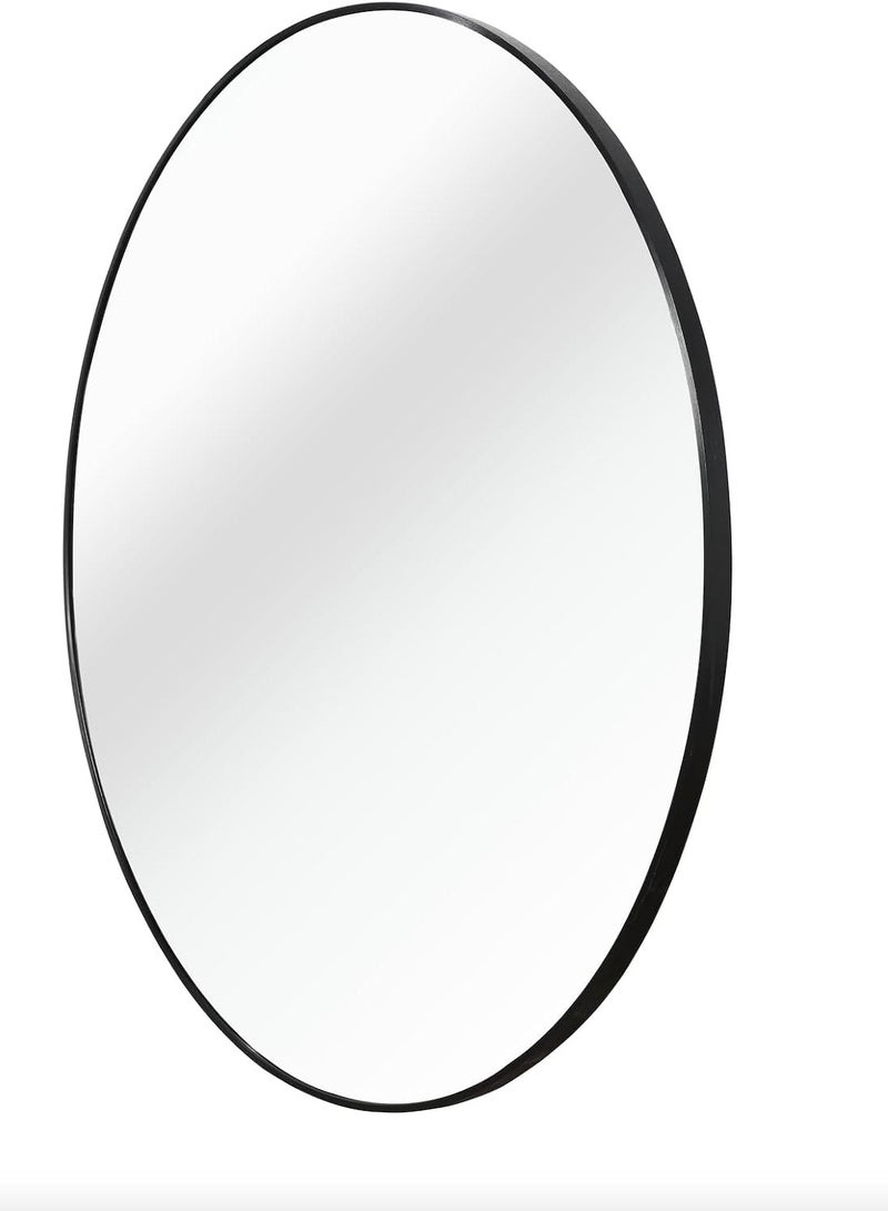 bunca 39" Black Round Metal Bathroom Mirror - Image 2
