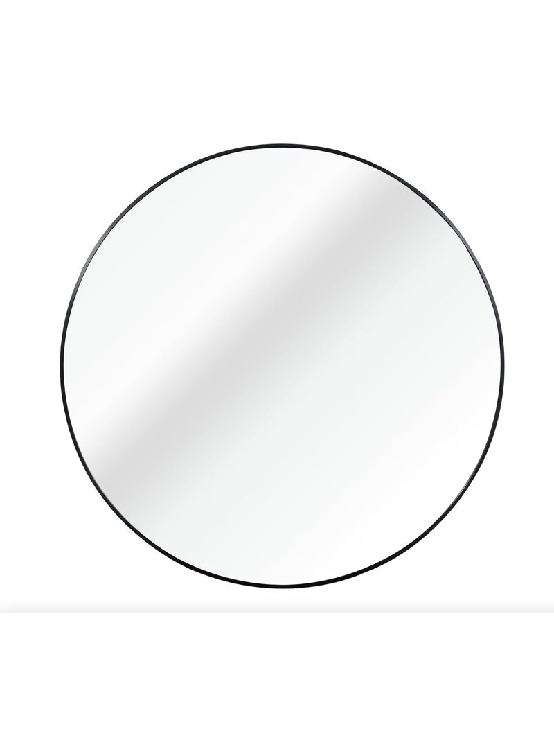 bunca 39" Black Round Metal Bathroom Mirror - Image 1