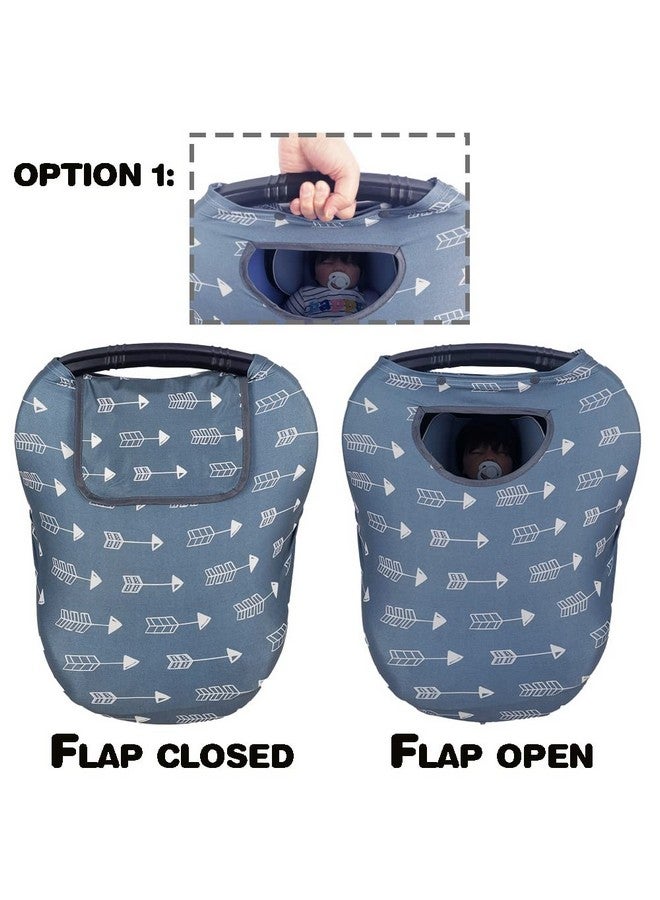 DODO NICI Car seat Covers for Babies, Stretchy Multi in 1 Baby Car Seat Cover, Carseat Cover Girls boy, Breastfeeding Cover, Window with Flap Cover, self-contained Pouch, Patent Design, Grey - Image 2