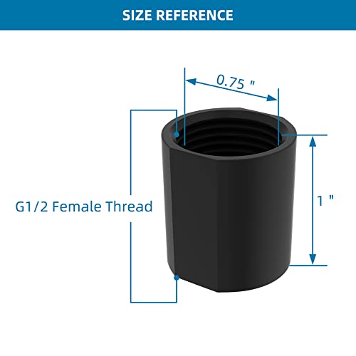 iFealClear Brass Pipe Fitting 1/2 inch G Female Thread, Shower Coupling, G1/2 IPS Thread Converter Adapter for Bathroom Pipes, Hose Extender,Home Plumbing, Extra Washer, Black - Image 3