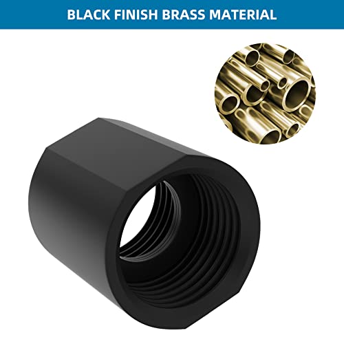 iFealClear Brass Pipe Fitting 1/2 inch G Female Thread, Shower Coupling, G1/2 IPS Thread Converter Adapter for Bathroom Pipes, Hose Extender,Home Plumbing, Extra Washer, Black - Image 4