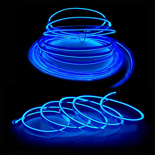 Maxlaxer El Wire Blue Interior Car LED Strip Lights, 5M Neon Wire USB 5V with Fuse Protection for Automotive Interior Decoration, with 6mm Sewing Edge - Image 3