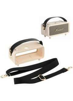 Generic Silicone Cover Case for Marshall Emberton II Speaker, Case Replacement Speaker Cover with Handle Strap and Shoulder Strap(Cream)  - Image 1