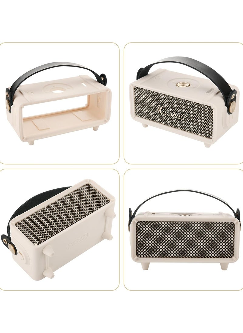 Generic Silicone Cover Case for Marshall Emberton II Speaker, Case Replacement Speaker Cover with Handle Strap and Shoulder Strap(Cream)  - Image 2
