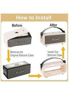 Generic Silicone Cover Case for Marshall Emberton II Speaker, Case Replacement Speaker Cover with Handle Strap and Shoulder Strap(Cream)  - Image 3