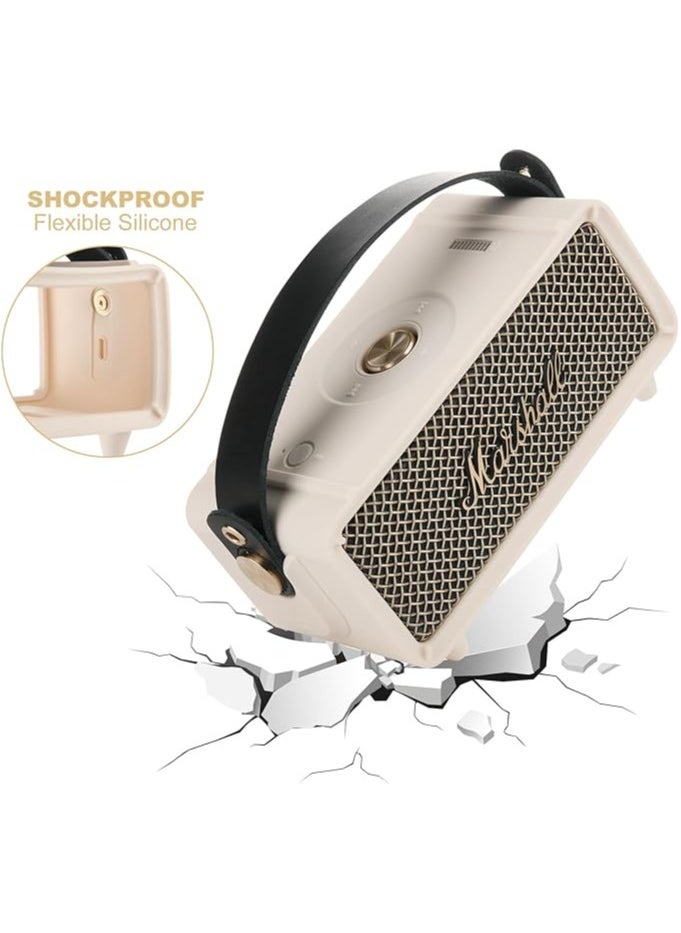 Generic - Silicone Cover Case for Marshall Emberton II Speaker, Case Replacement Speaker Cover with Handle Strap and Shoulder Strap(Cream) - Image 1