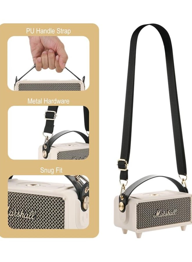 Generic Silicone Cover Case for Marshall Emberton II Speaker, Case Replacement Speaker Cover with Handle Strap and Shoulder Strap(Cream)  - Image 5