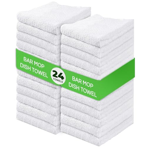 Towels N More 24 Pack 16x19 Bar Mop Towels White Absorbent Cotton Kitchen Towels - Quick Drying Towels - for Home, Restaurant, Bar Glass Cleaning Towels, Chef/Cook Etc. 30 oz - Image 1