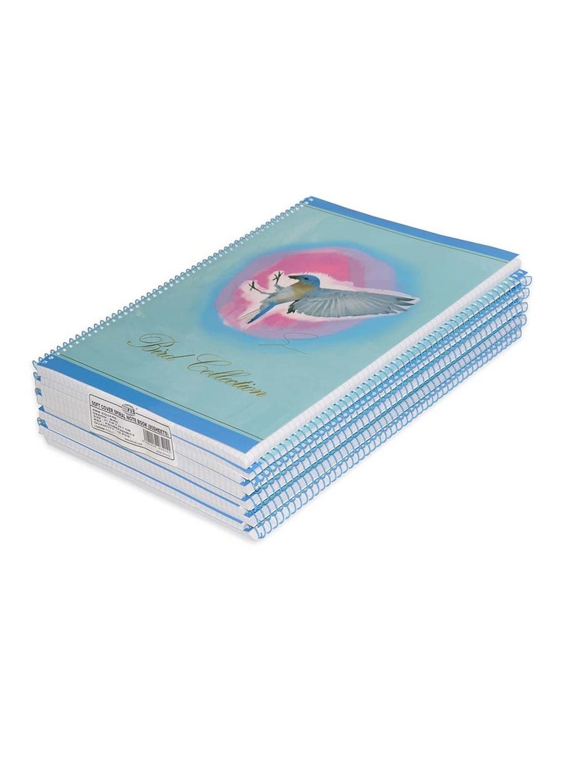 FIS 10-Piece FIS Spiral Notebook Soft Cover A4, 5mm Square, 80-Sheets, Bird Design - FSNB5A480BC2 - Image 1