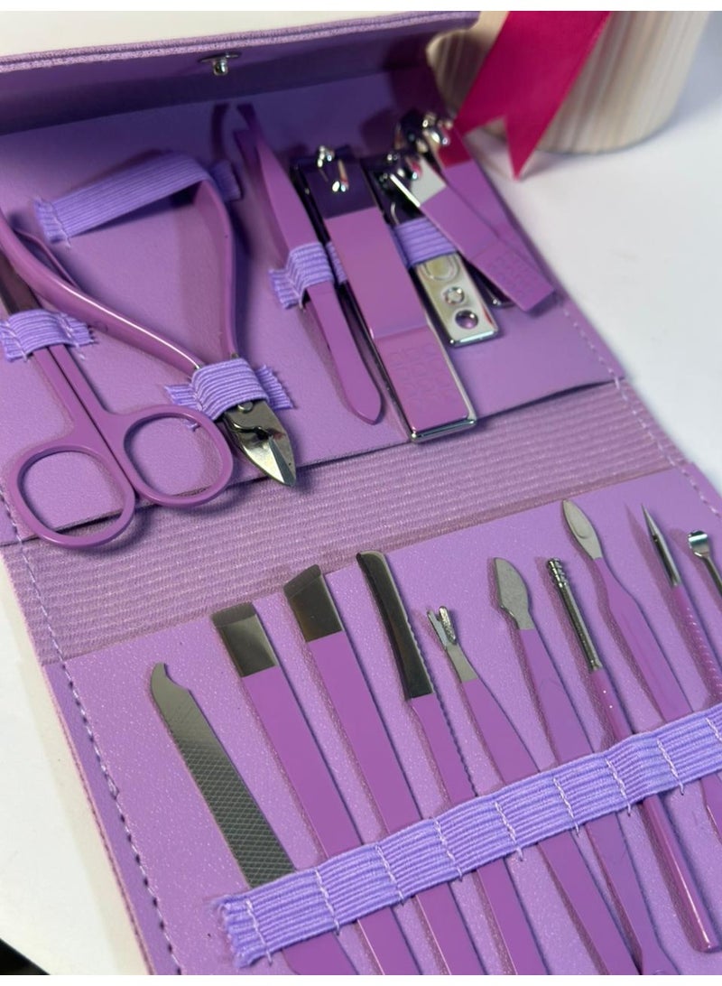 16 Pieces Nail Clipper Set Professional Grooming Kit Manicure and Pedicure Multicolor - Image 2