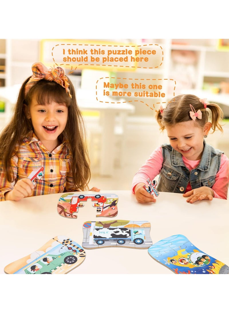CMGTYYD. ألغاز النقل للأطفال من سن 3-6 سنوات، ألغاز بانوراما 5 في 1 مع صندوق حديدي للتخزين، هدايا ألعاب ألغاز للأولاد والبنات والأطفال (ألغاز الحافلات) - Image 5